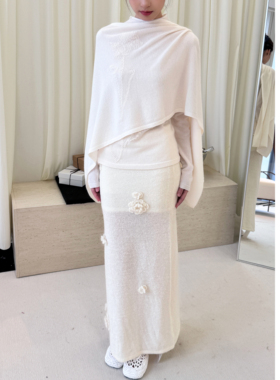 NONETONE 25AW秋冬新品 设计感披肩套头羊毛针织衫女纯色提花上衣