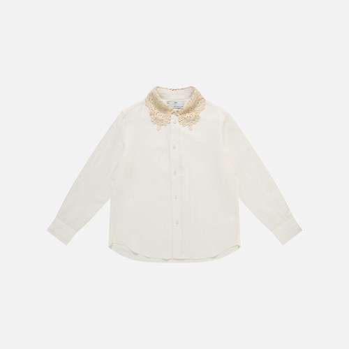 XU ZHI 26春季新品 蕾丝拼接丝光衬衫