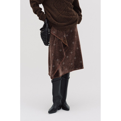 【现货】Vena Label 25FW新款 重工钉珠半身裙不规则复古裙子