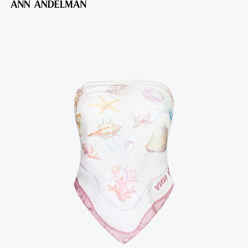 孙怡同款ANN ANDELMAN海洋风优雅真丝丝巾抹胸贝壳印花披肩方巾粉