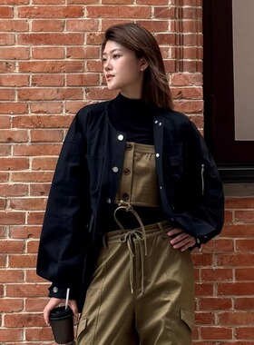 【清货折S】君妍同款lost in echo日本进口复古落肩圆领夹克外套