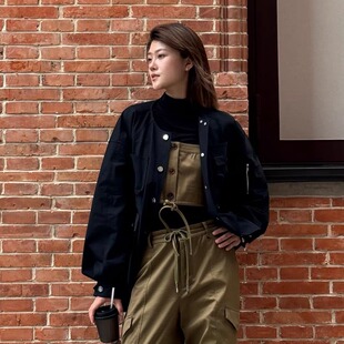 lost 清货折S 君妍同款 echo日本进口复古落肩圆领夹克外套