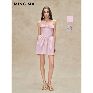 甜美灵动 2026春夏系列 缎面蝴蝶结抹胸连衣裙 MING