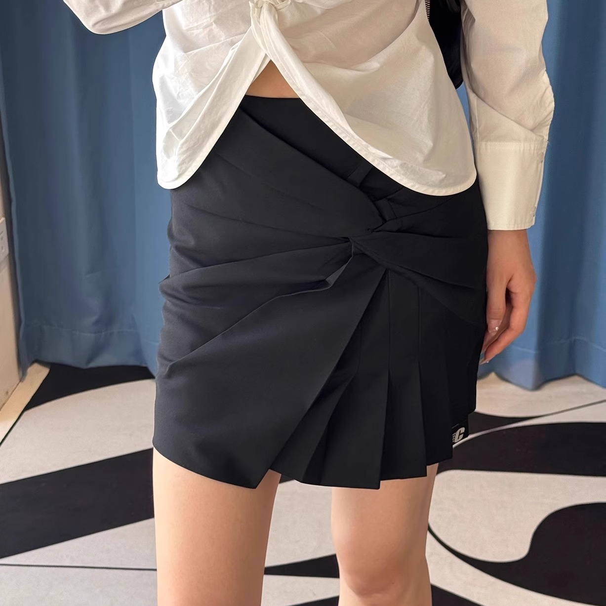 【清货三折】CHRISOU BY DAN欧阳丹褶皱衬衫翻折半裙