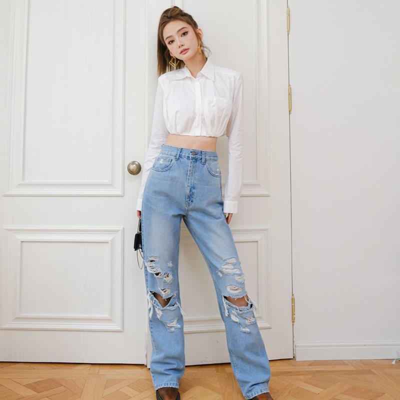 手店国现走秀款长袖衬衫白色