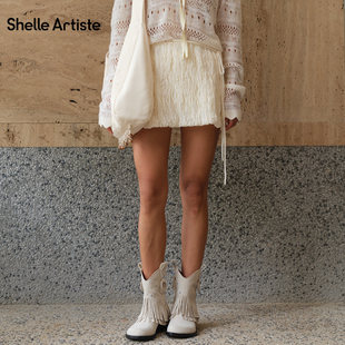 ShelleArtiste 26春季新款艺术感简约时尚百搭进口压褶裙裤