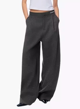 ANN ANDELMAN 2025年新款 阔腿宽松休闲裤满钻弯刀西裤