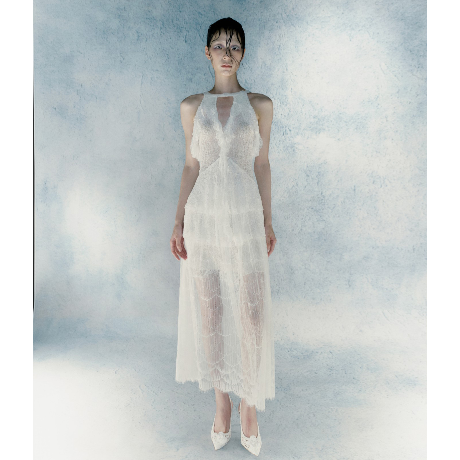 CAMEYLIU  2026早春SS挂脖系带长款微透上衣半裙生日礼服裙高级感