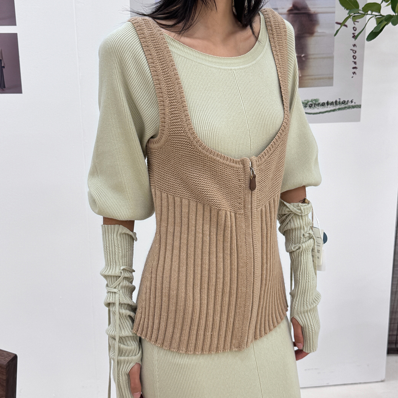 o cloche code__粗针低领马甲_100%美丽奴羊毛