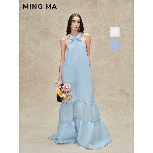 【新品】MING MA 2026春夏系列 蝴蝶结挂脖连衣裙