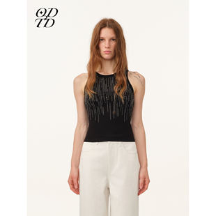 型无袖 高弹满天星烫钻背心修身 ODTD26春夏新款 上衣 设计师女装