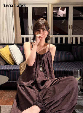 Vena Label 26SS新款 流苏醋酸吊带 轻薄高腰醋酸气球裤