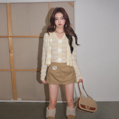 OLIVIA DUO 25AW新款 立体花朵开衫背心