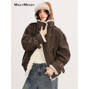 MacyMccoy2025AW 羊羔毛拼接夹棉外套