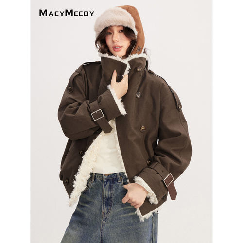 MacyMccoy2025AW  羊羔毛拼接夹棉外套