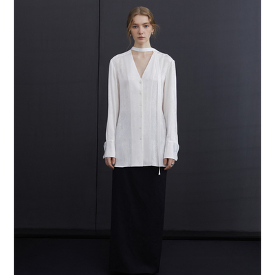 真丝花朵盖直筒长半裙PETRECOR