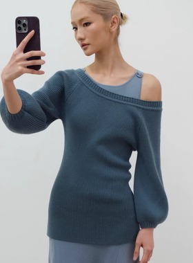 o cloche code 25年秋季 粗针灯笼袖毛衣_100%美丽奴羊毛