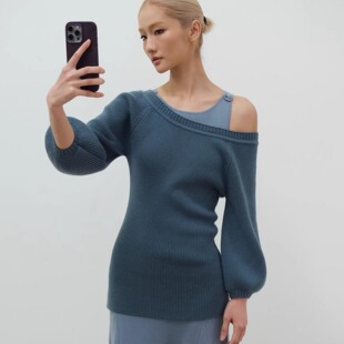 o cloche code 25年秋季 粗针灯笼袖毛衣_100%美丽奴羊毛