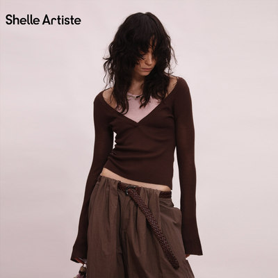 Shelle Artiste 圣诞胶囊系列简约修身针织钩花假两件套长袖