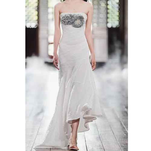 Tension Archive  手工钉珠不规则大摆抹胸连衣裙