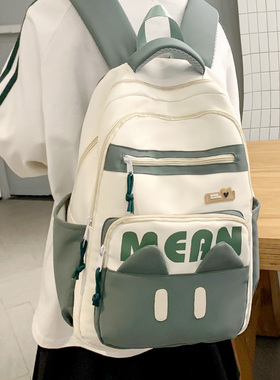 书包初中女生ins小众2025新款高颜值高中大容量绿色小学生双肩包
