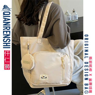 帆布包上班通勤高级感新款休闲托特包松弛感上学通勤旅行单肩包