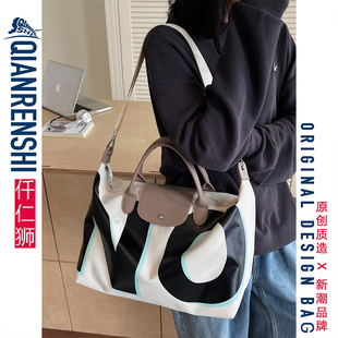 行李包大容量结实耐用短途旅行包女轻便高颜值加厚帆布外出时尚包