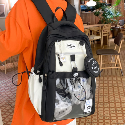 黑色耐脏书包初中女生高颜值四至六年级大容量结实耐用背包双肩包
