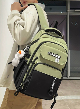 轻便款书包男高中生大容量结实耐用减负可手提黑色运动补课双肩包