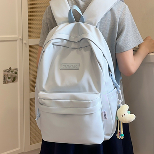 书包初中女生2025新款蓝色高中生简约双肩包女大容量结实耐用背包