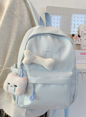 蓝色书包 日系ins女生儿童书包女童女孩双肩包初中轻便旅游小背包
