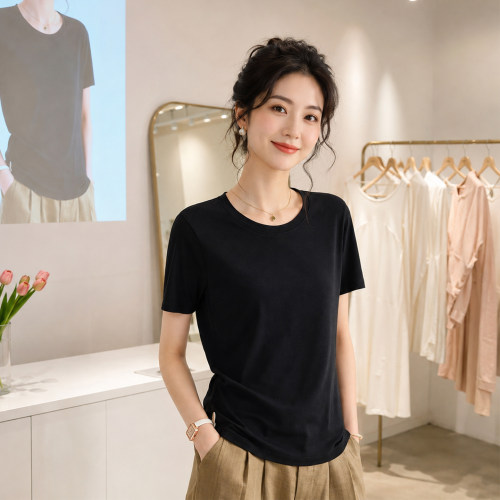 夏季新款凉感天丝面膜t恤女短袖