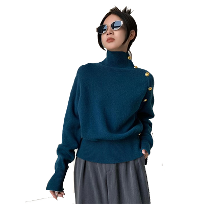 高领高级针织羊毛毛衣时尚洋气