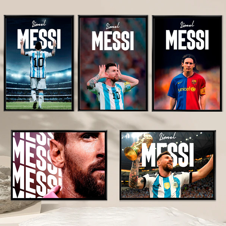 梅西装饰画相框实木铝合金阿根廷