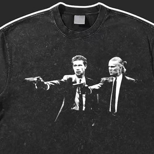 曼城趣味宽松T恤卫衣足球运动球迷周边潮流短袖纯棉做旧水洗