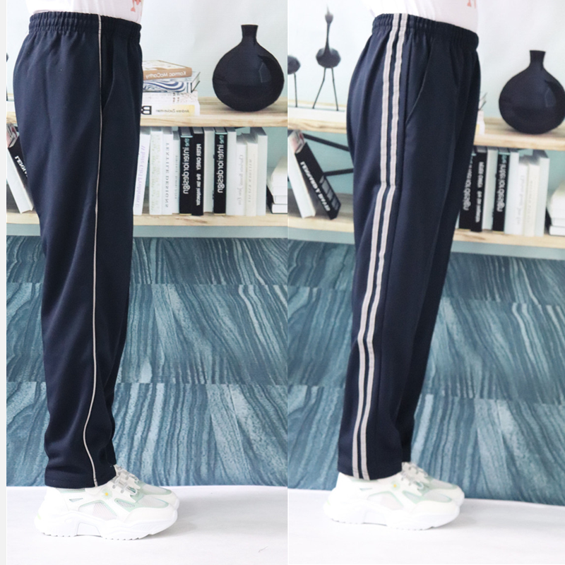 两道杠反光条藏蓝色条纹校服裤