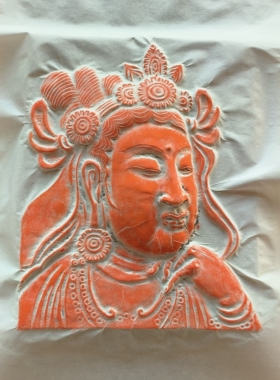 手工拓印观音佛像拓片原石原拓