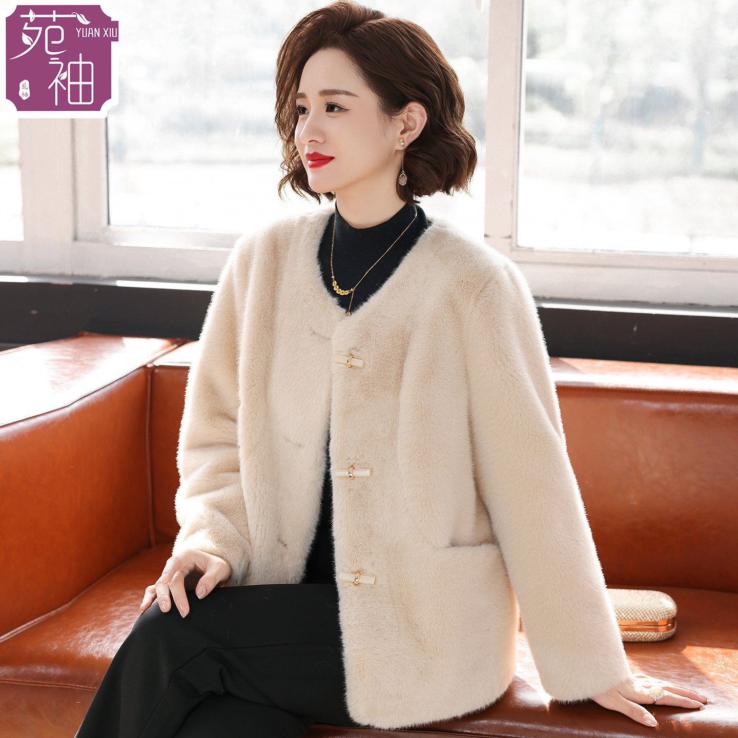 妈妈冬装外套2025新款加厚水貂绒上衣中年女装洋气贵夫人皮草大衣