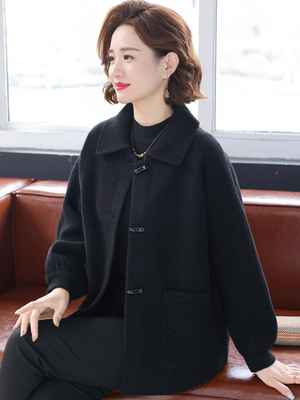 妈妈款秋装洋气高贵外套2025新款中老年女装春秋时尚休闲毛呢上衣
