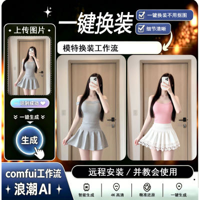 comfyui一键换装工作流软件整合包本地部署模特换装电商达人自动