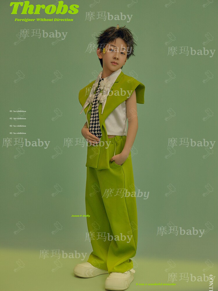 dopamine Boy Studio Mint Mambo Color system photograph Studio Show Damp clothes children Photography costume