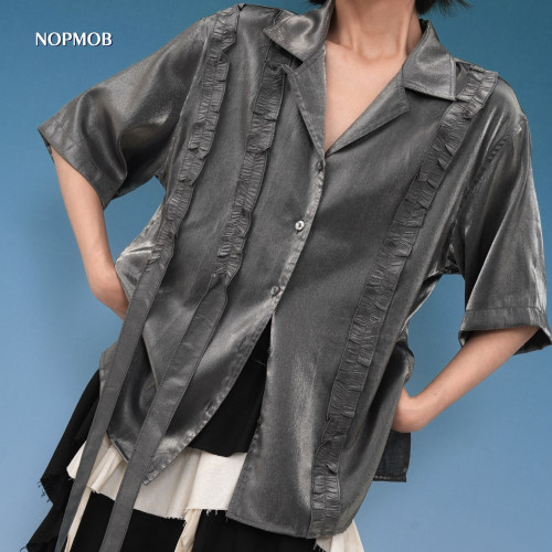 NOPMOB银色泪滴短袖宽松衬衫