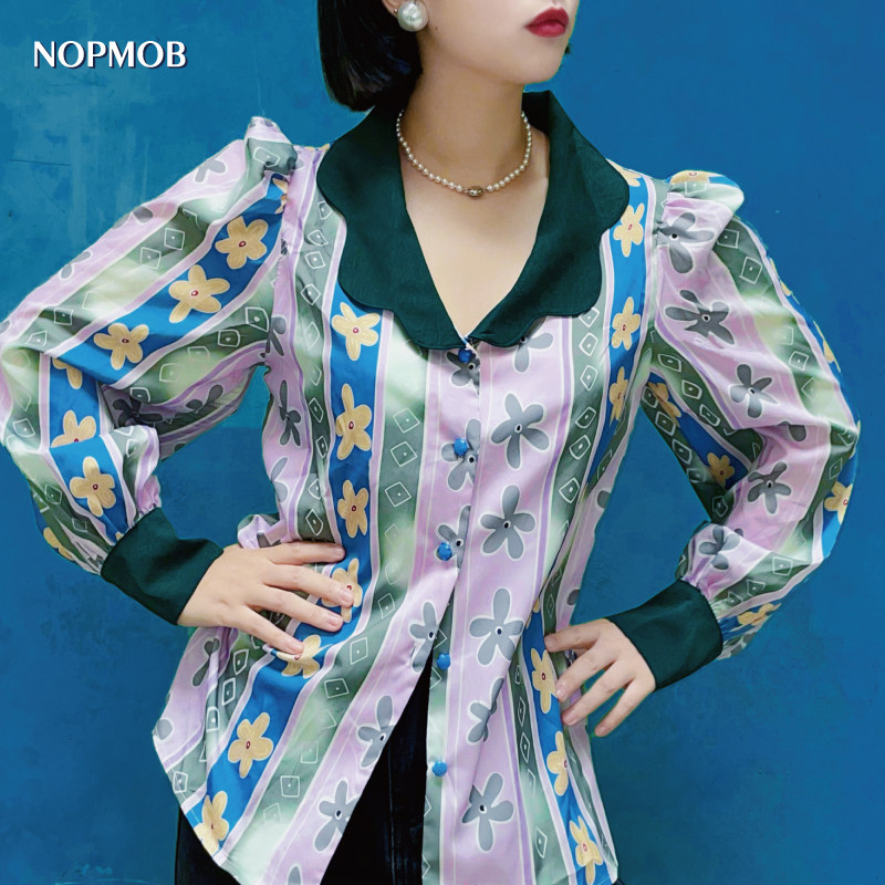 NOPMOB港风长袖手绘印花衬衫