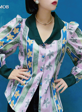 NOPMOB祖母的衣柜港风法式花卉复古着风原创设计感小众衬衫新款女