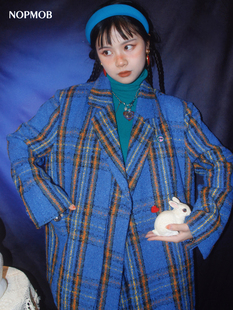 子羊毛呢宽松西装 原创复古学院风格 上衣外套 秋日昭和蓝 NOPMOB