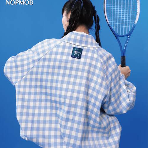 NOPMOB干净蓝白格子运动服套装