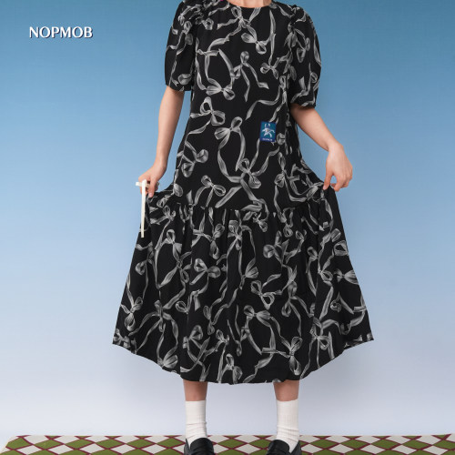 NOPMOB黑白蝴蝶结短袖连衣裙
