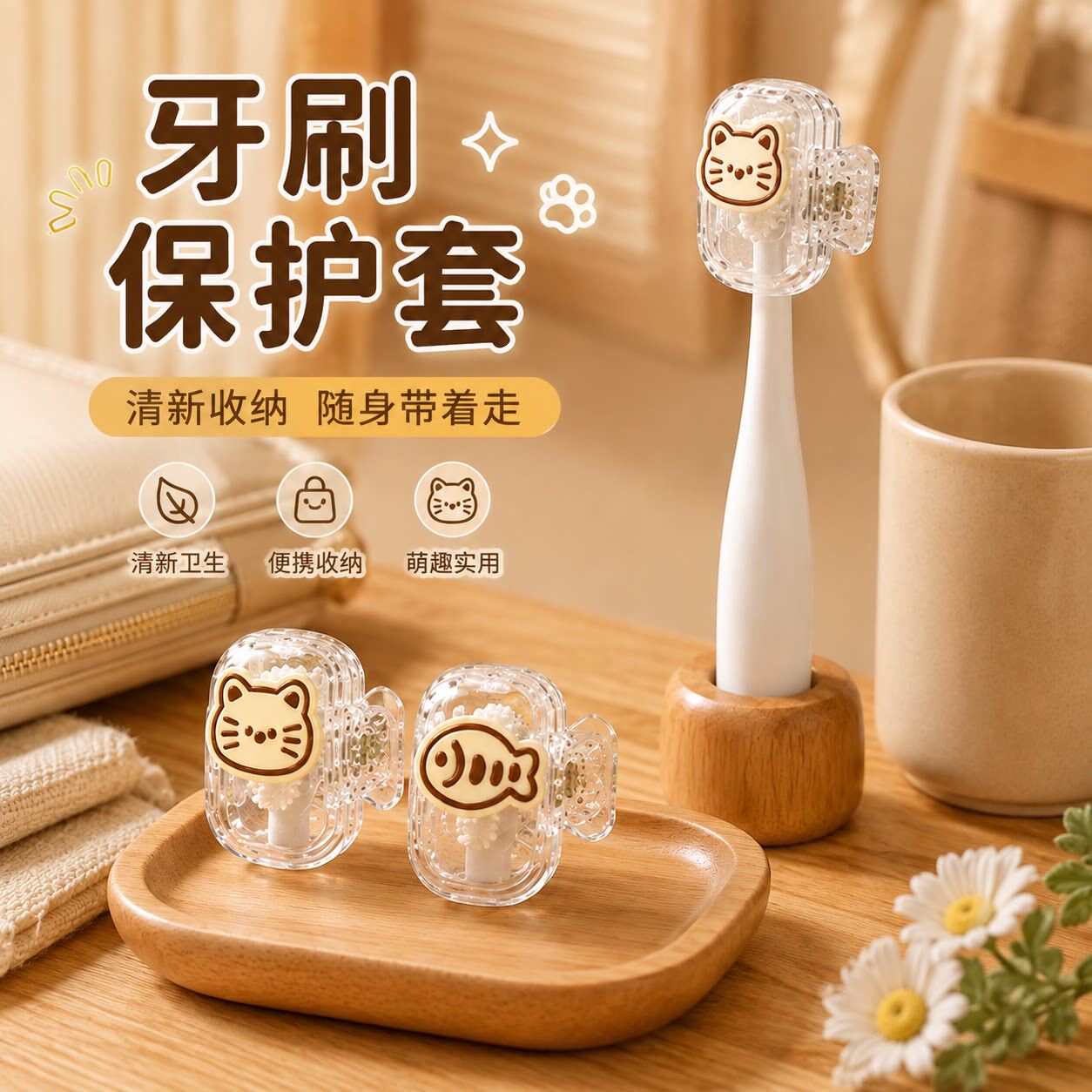 家用牙刷头保护套电动牙刷头收纳夹便携旅行牙刷防尘保护帽收纳盒