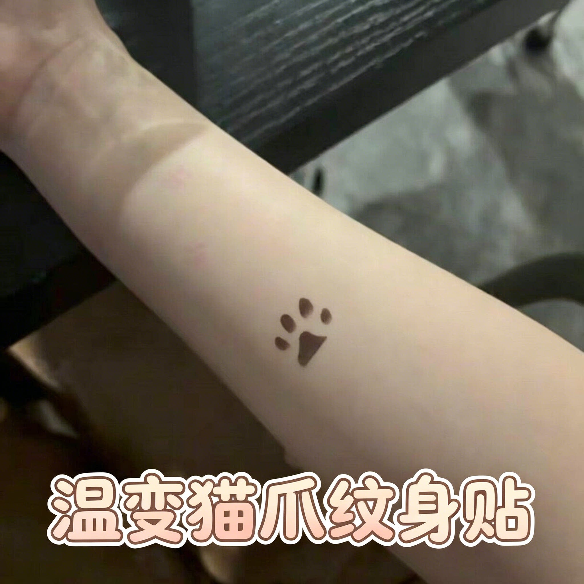 猫爪温变防水持久可洗纹身贴