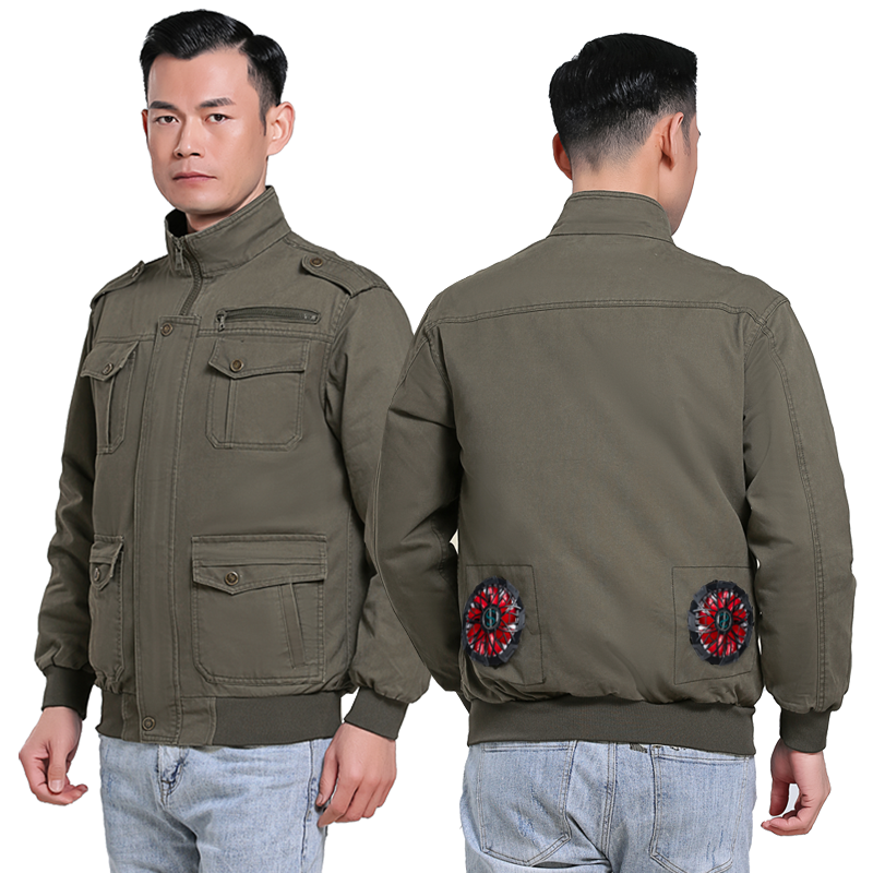 純棉帶風(fēng)扇的衣服空調(diào)服降溫工作服男電焊工防耐燙建筑工人地制冷